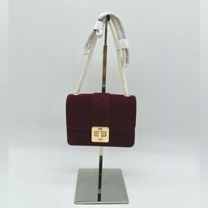 Kate Spade Phoebe Suede Turnlock Mini Flap Crossbody Dark Merlot
